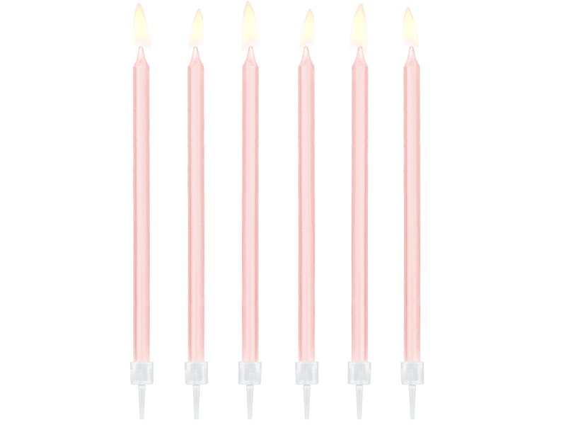 Tavalised sünnipäevaküünlad, heleroosa, 14cm (12tk)